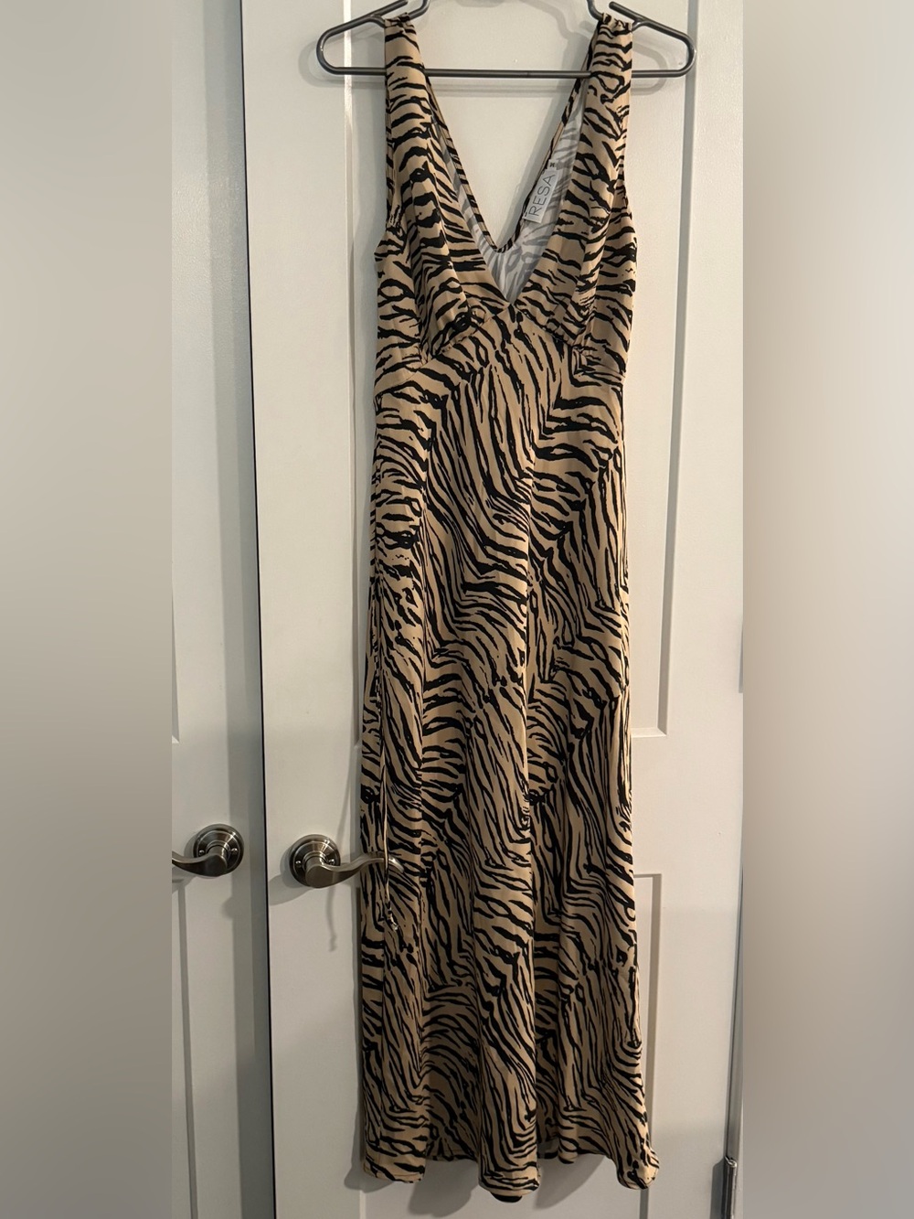 RESA Beige and Black Zebra-Print Maxi Skirt